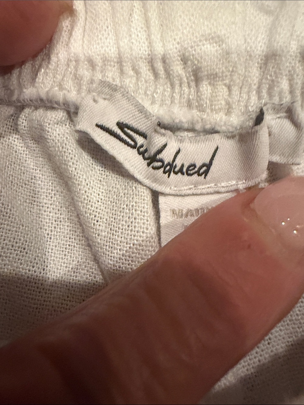 Subdued White linen drawstring pants - Picture 2 of 8